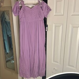 Purple Off-Shoulder Maxi Dress